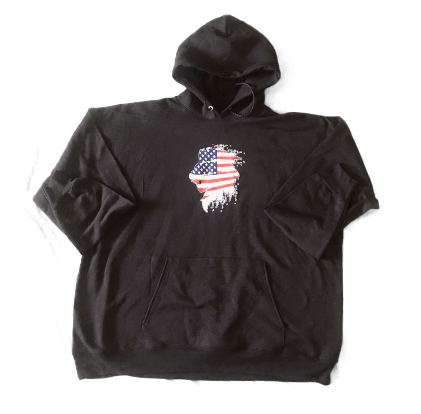 Pullover American Flag Lion Hooded Sweatshirt